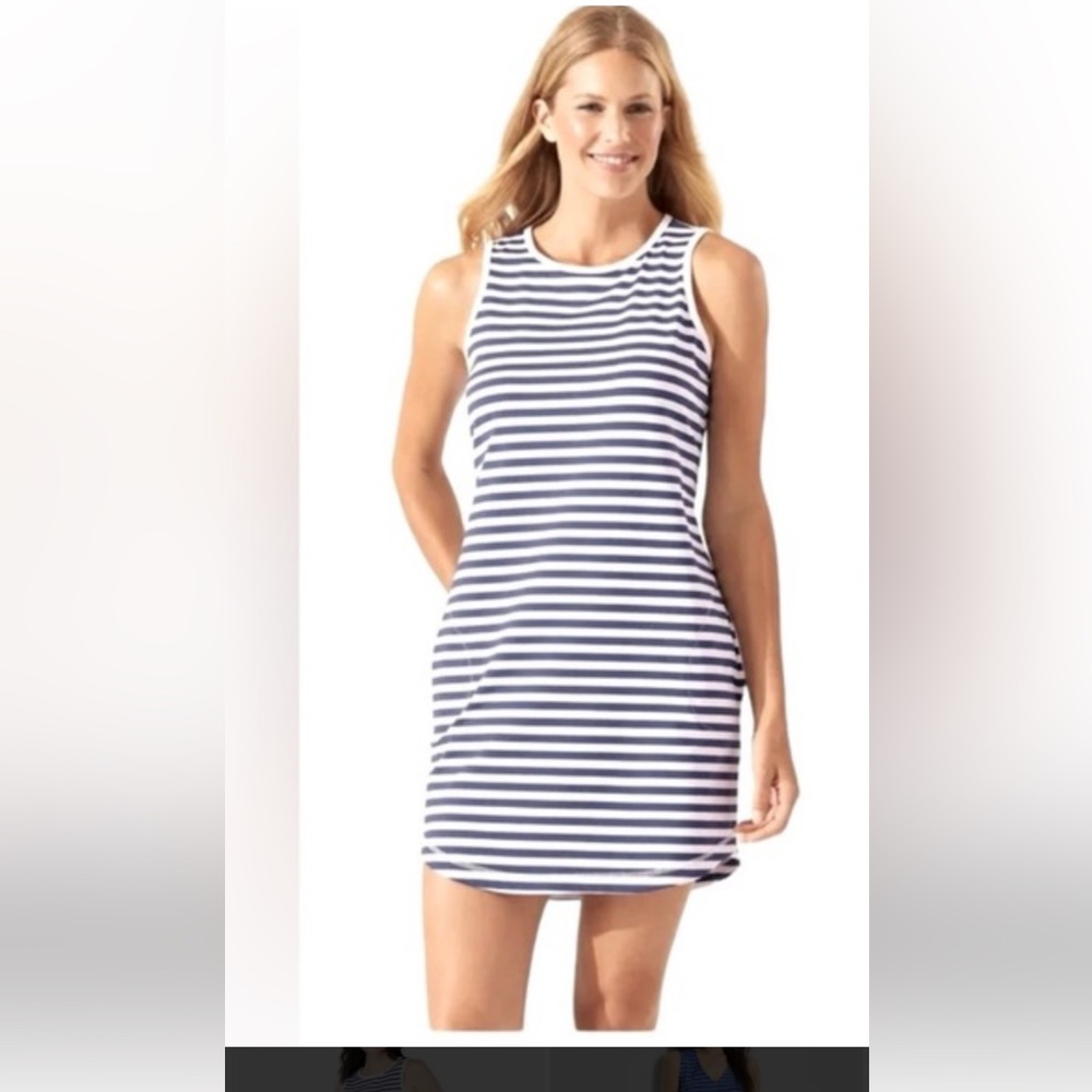 Tommy‎ Bahama island zone Navy and White Striped Dress small